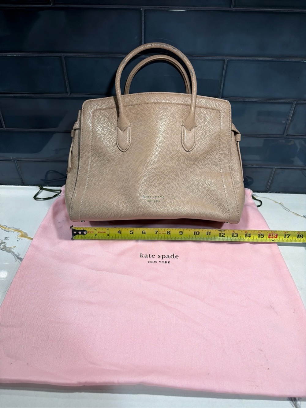 kate spade Beige Pebbled Leather Satchel